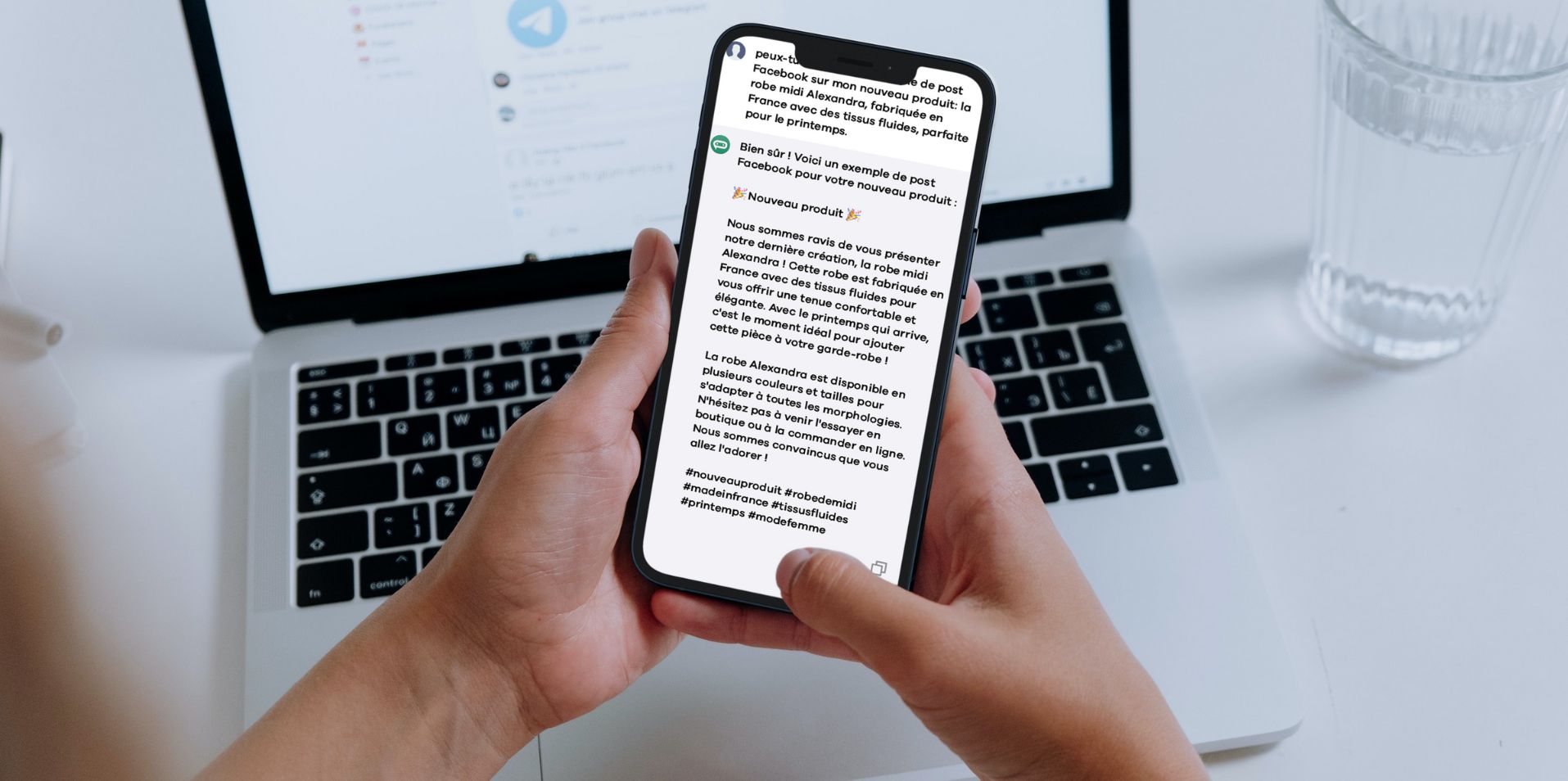 Application génie (chatbot IA) sur smartphone qui répond à une question nécessitant l'Intelligence Artificielle