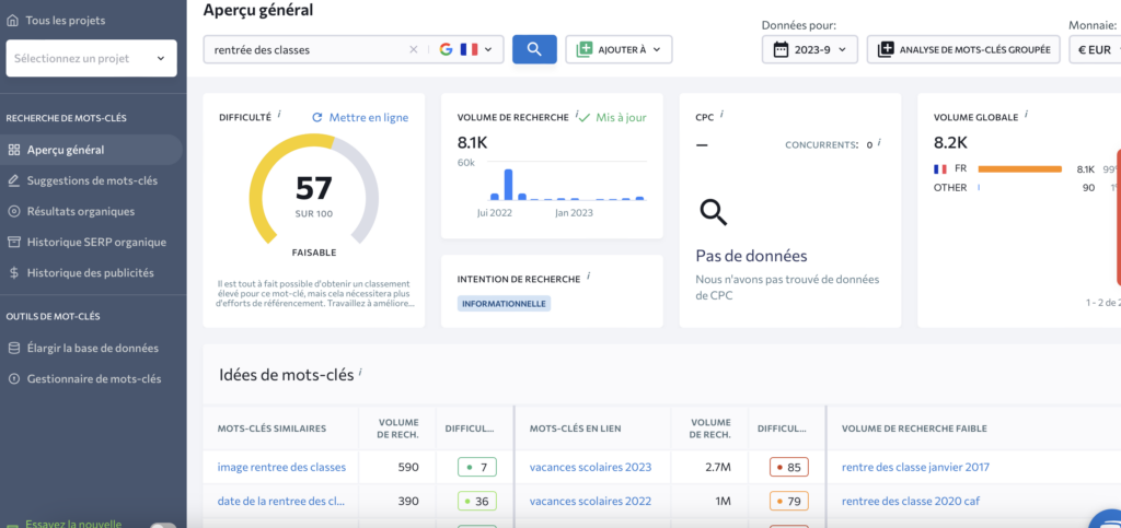 interface SE Ranking